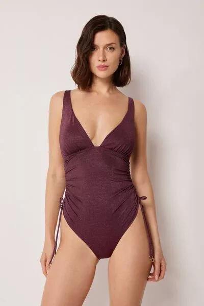 Burgundy Golden Glow One-Piece Swimsuit, 5501_153E, large image number 0