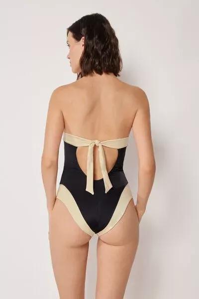 White/Black Elegant Bicolour Swimsuit, 5501_183E, large image number 2