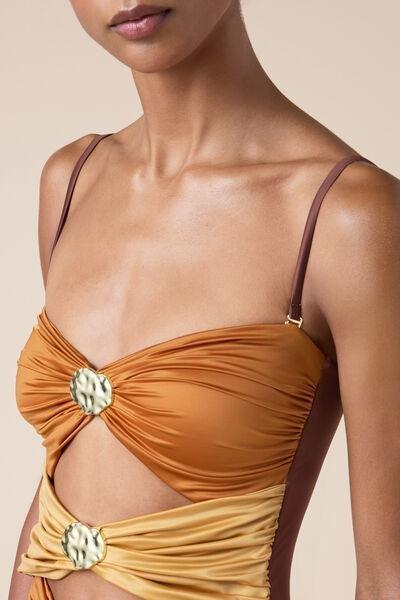 Brown Sunset Shades Front Cut-Outs Swimsuit, 5501_190E, large image number 3