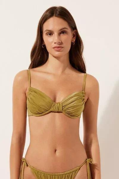 Green Shiny Satin Balconette Bikini Top, 5501_149E, medium