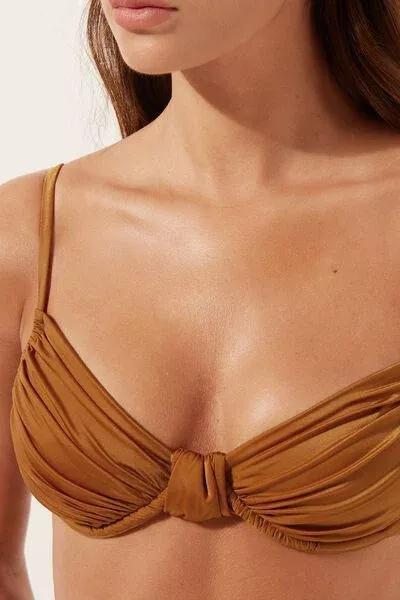 Brown Shiny Satin Balconette Bikini Top, 5501_150E, large image number 3