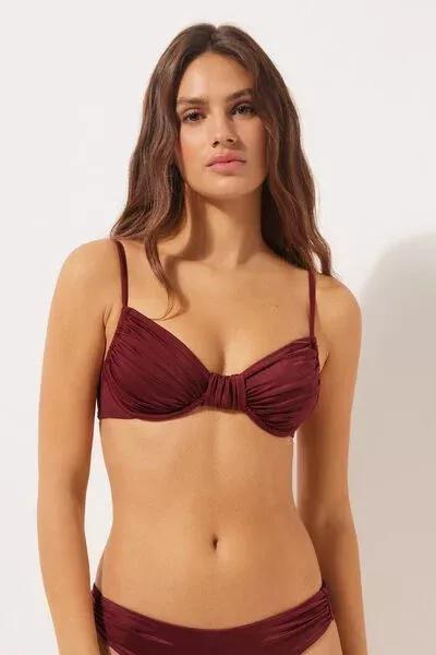 Red Shiny Satin Balconette Bikini Top, 5501_156E, medium