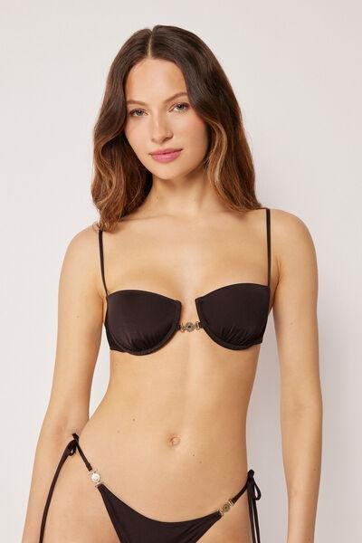 Brown Minimal Fit Non Padded Balconette Bikini Top, 5501_237E, large image number 0