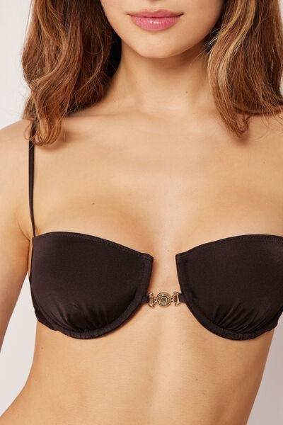 Brown Minimal Fit Non Padded Balconette Bikini Top, 5501_237E, large image number 3
