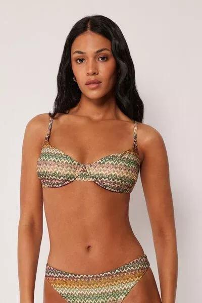 Beige Elegant Ethnic Balconette Bikini Top, 5501_174E, large image number 0
