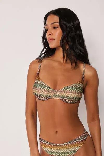 Beige Elegant Ethnic Balconette Bikini Top, 5501_174E, large image number 1