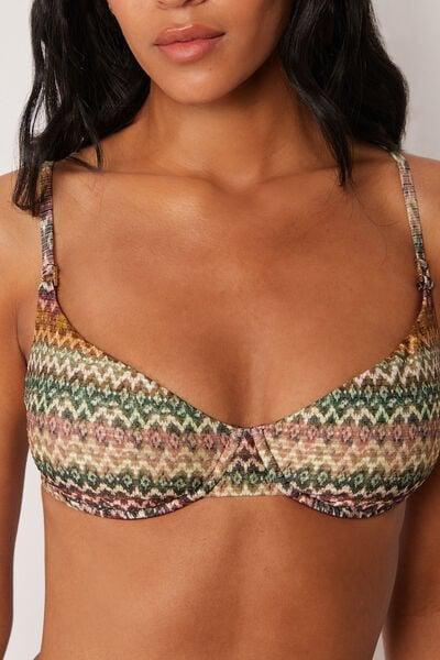 Beige Elegant Ethnic Balconette Bikini Top, 5501_174E, large image number 3