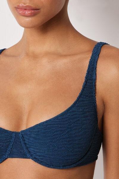 Navy Crinkle Waves Balconette Bikini Top, 5501_157E, large image number 3