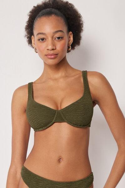 Green Crinkle Waves Balconette Bikini Top, 5501_158E, large image number 0