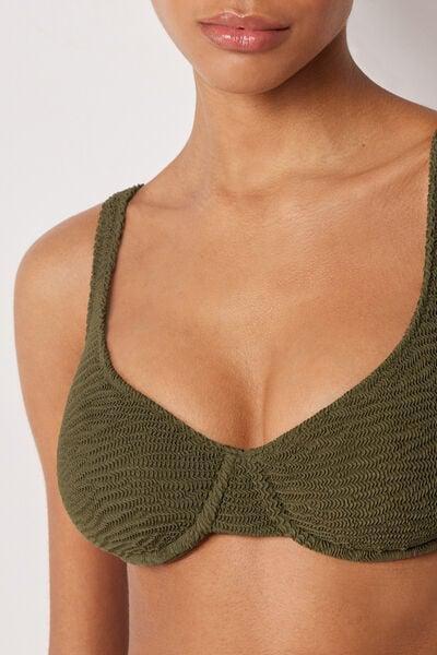 Green Crinkle Waves Balconette Bikini Top, 5501_158E, large image number 3