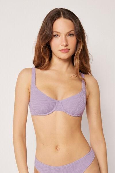 Violet Crinkle Waves Non-Padded Balconette Bikini Top, 5501_235E, large image number 0