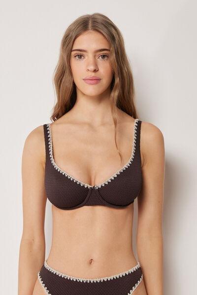 Brown Balconette Bikini Top Bicolour Embroidery, 5501_170E, medium