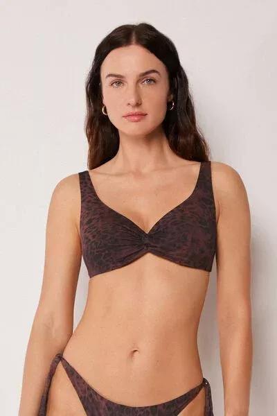 Brown Animal Print Balconette Bikini Top, 5501_165E, medium