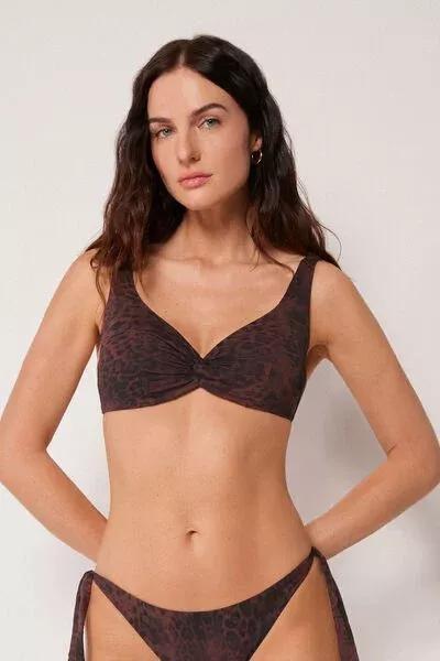 Brown Animal Print Balconette Bikini Top, 5501_165E, large image number 1