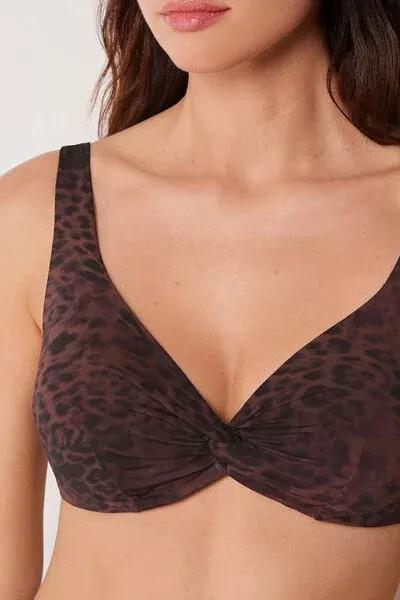 Brown Animal Print Balconette Bikini Top, 5501_165E, large image number 3