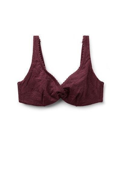 Burgundy Precious Jacquard Balconette Bikini Top, 5501_182E, large