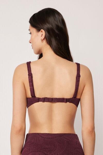Burgundy Precious Jacquard Balconette Bikini Top, 5501_182E, large image number 1
