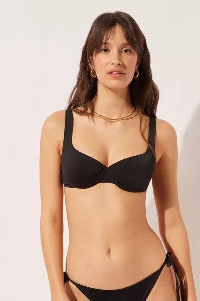 Black Padded Balconette Bikini Top, 5501_820C, medium
