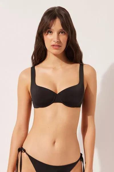 Black Padded Balconette Bikini Top, 5501_820C, large image number 1
