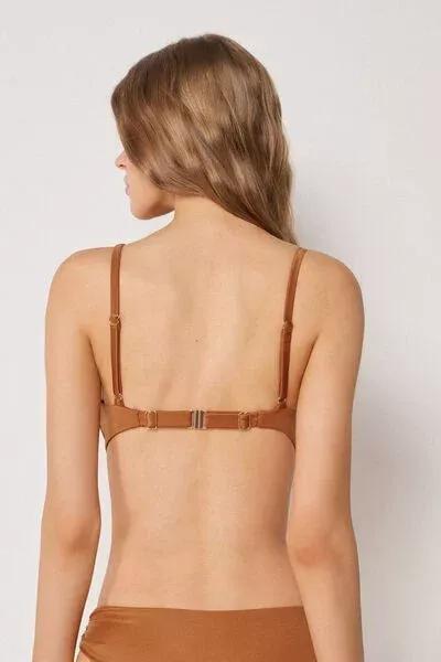 Brown Shiny Satin Brassiere Bikini Top, 5501_150E, large image number 2