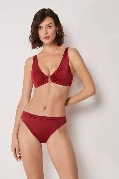 Red Brassiere Bikini Top Shiny Satin, 5501_156E, medium