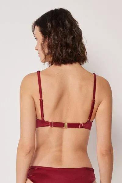 Red Brassiere Bikini Top Shiny Satin, 5501_156E, large image number 2