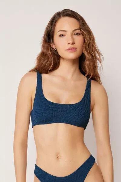 Navy Crinkle Waves Brassiere Bikini Top, 5501_157E, large image number 0