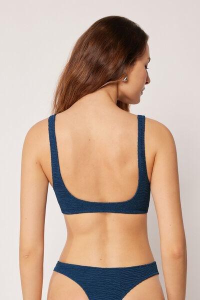 Navy Crinkle Waves Brassiere Bikini Top, 5501_157E, large image number 2
