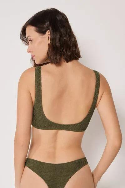 Green Crinkle Waves Brassiere Bikini Top, 5501_158E, medium