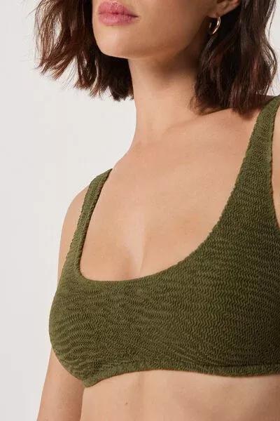 Green Crinkle Waves Brassiere Bikini Top, 5501_158E, large image number 3