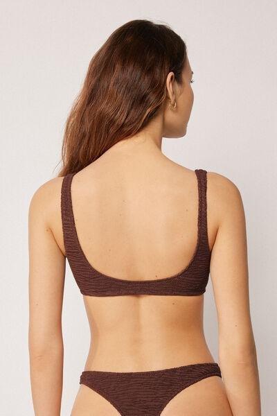 Brown Crinkle Waves Brassiere Bikini Top, 5501_159E, medium
