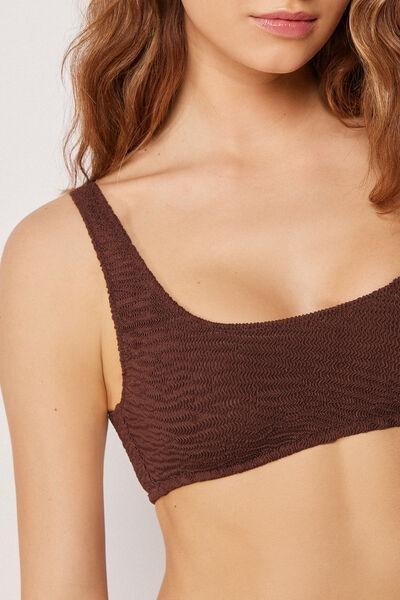 Brown Crinkle Waves Brassiere Bikini Top, 5501_159E, large image number 3