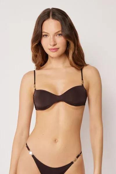 Brown Minimal Fit Non-Padded Brassiere Bikini Top, 5501_237E, large image number 0