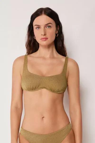 Brown Sophisticated Shine Brassiere Bikini Top, 5501_172E, large image number 0