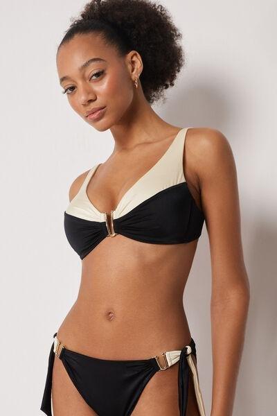 White/Black Elegant Bicolour Brassiere Bikini Top, 5501_183E, large image number 1