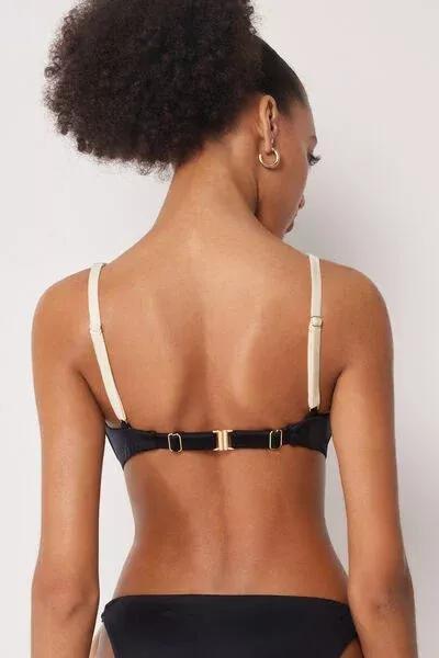 White/Black Elegant Bicolour Brassiere Bikini Top, 5501_183E, large image number 2