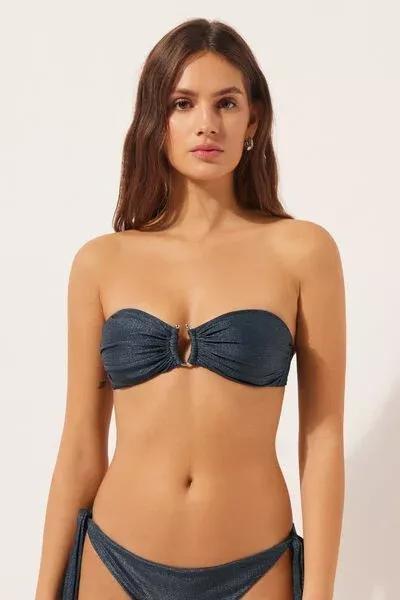 Blue Glowing Python Bandeau Bikini Top, 5501_167E, large image number 0