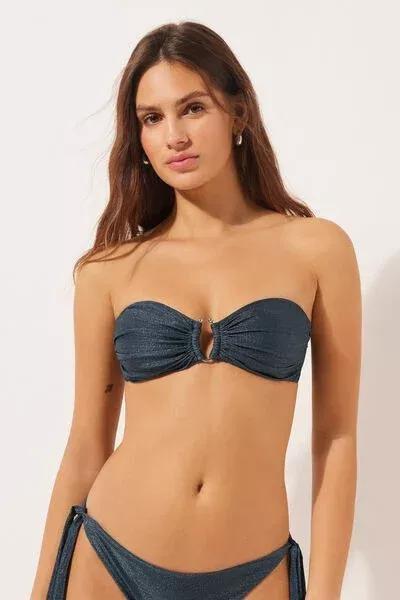 Blue Glowing Python Bandeau Bikini Top, 5501_167E, large image number 1