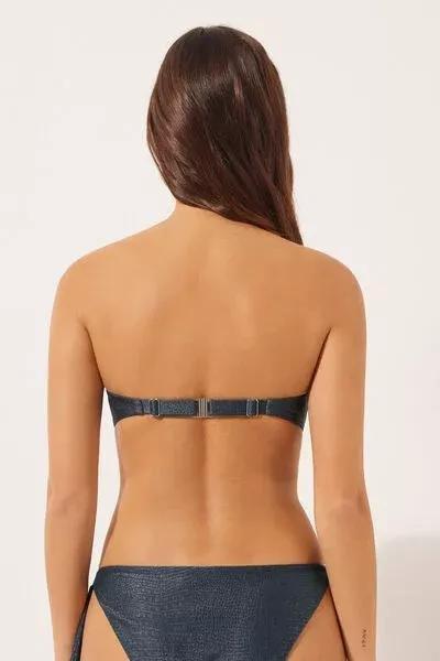 Blue Glowing Python Bandeau Bikini Top, 5501_167E, large image number 2