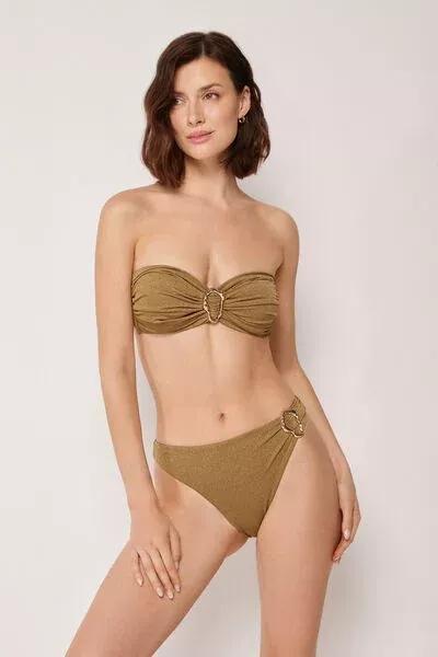 Brown Sophisticated Shine Bandeau Bikini Top, 5501_172E, large image number 3