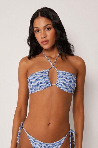Blue/White Water Reflection Bandeau Bikini Top, 5501_184E, large image number 0