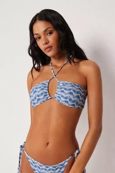 Blue/White Water Reflection Bandeau Bikini Top, 5501_184E, large image number 1