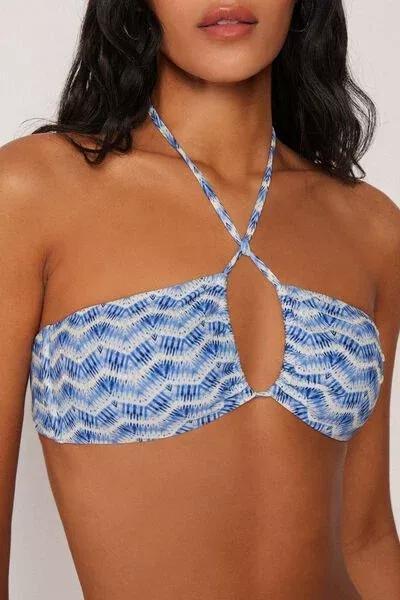 Blue/White Water Reflection Bandeau Bikini Top, 5501_184E, large image number 3