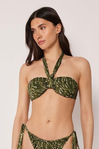 Green Tie-Dye Bandeau Bikini Top, 5501_187E, large image number 0
