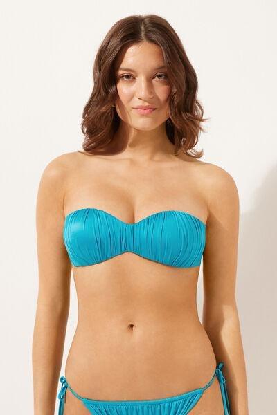 Blue Padded Bandeau Bikini Top, , large image number 1
