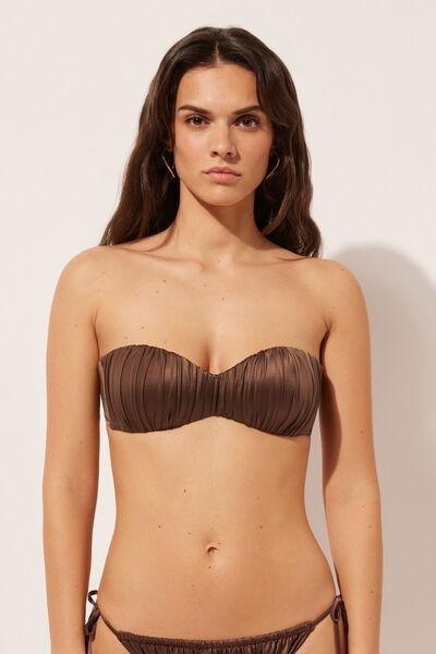 Brown Padded Bandeau Bikini Top, 5501_040E, large image number 1