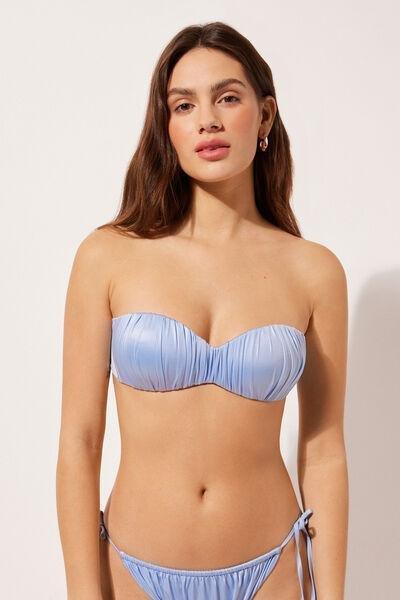 Blue Padded Bandeau Bikini Top, , large image number 1
