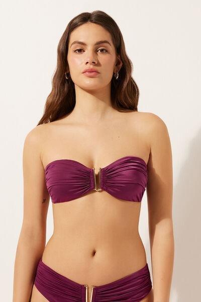 Burgundy Lightly Padded Bandeau Bikini Top, , large image number 1