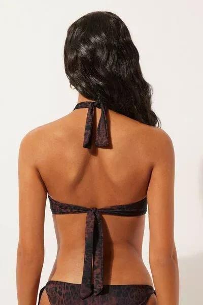 Brown Animal Print Bandeau Bikini Top, 5501_165E, large image number 2