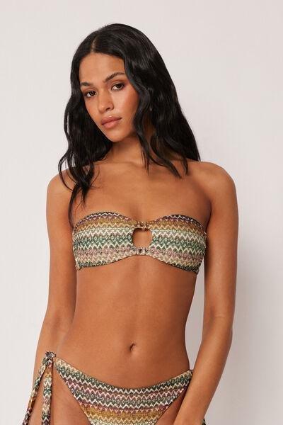 Beige Elegant Ethnic Bandeau Bikini Top, 5501_174E, large image number 1